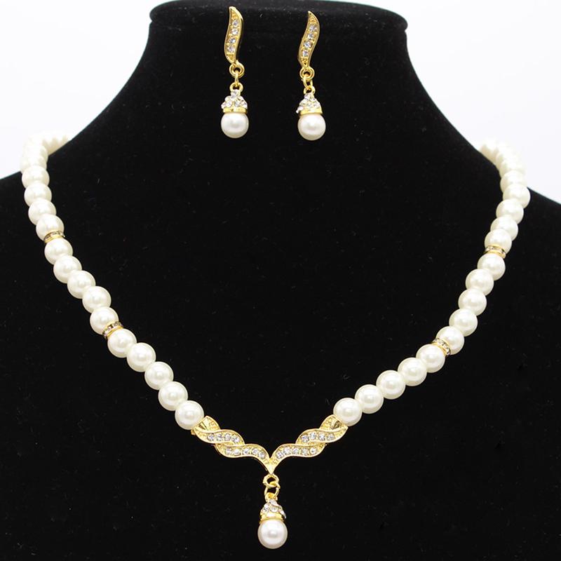 Hochzeit Flügel Engel Faux Perlen Halskette Ohrringe Schmuckset Geschenk