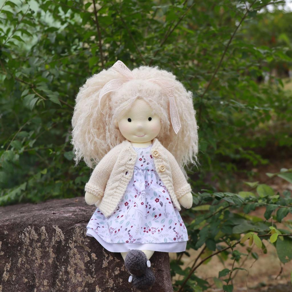 BlissfulPixie Waldorf Doll, Handmade Kiki, 30cm, Soft, Cute Plush Girl Doll, Perfect for Kids