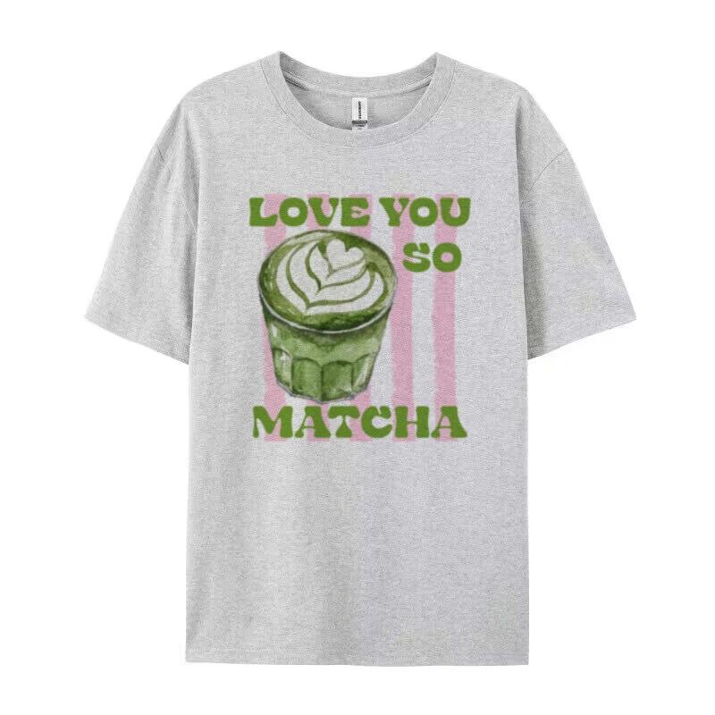 Camiseta Te Amo Mucho Matcha Linda Divertida Amante del Matcha Camiseta Estética Retro Camisetas Gráficas de Matcha Latte Top de Manga Corta para Mujer Regalo