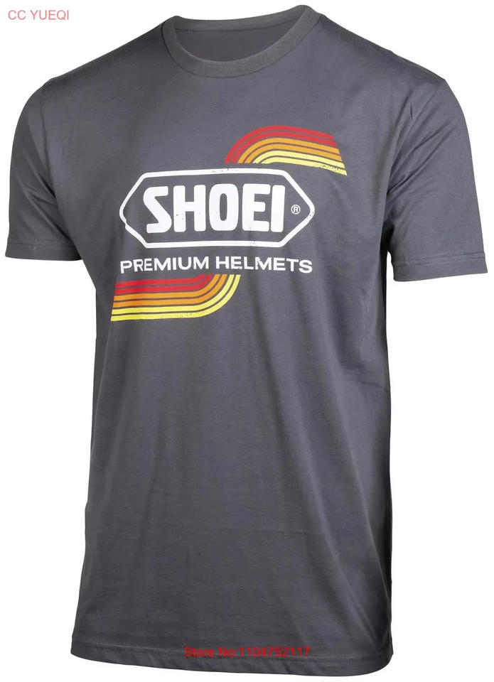T-shirt Shoei Logo Estate 2026 Taglia Piccola Grigio vintage Lavata Traspirante abbigliamento designer Versatile Unisex Morbido streetwear Comoda