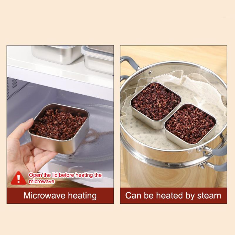 Stainless Steel Food Storage Serving Trays Rice Packaging Box Sausage Noodles Fruit Dish With Cover Home Kitchen Organizers 1pcs 587₽