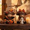 Tierstatue Dekoration 2 Stück Hochlandrind Ornament, Holz Rustikaler Stil Figur, Thanksgiving Handgefertigtes Holzornament Thema Kunst, für Eingang