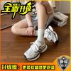 Dad Shoes Women's Hong Kong Style Retro Niche Platform Sports Shoes 2025 Autumn Versatile Mesh Casual Lace-up White Shoes