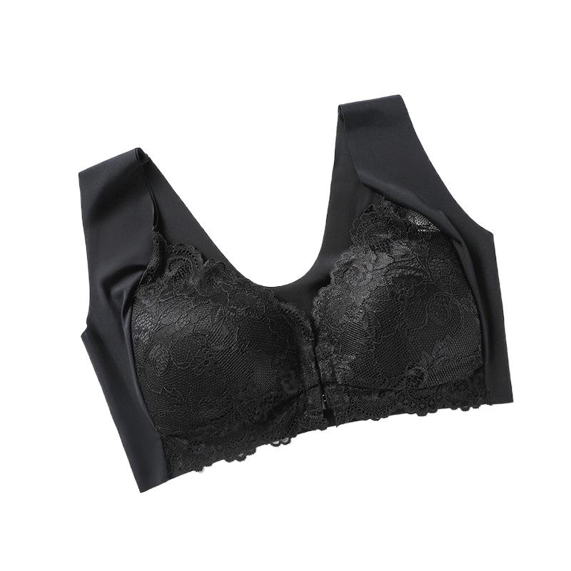 

Женский кружевной бюстгальтер с большой чашкой и пряжкой спереди, бесшовное нижнее белье, топы M-2XL, европейский размер 2XL чёрный