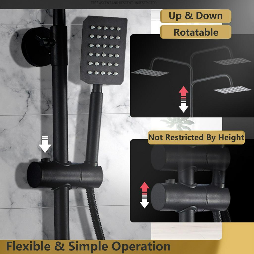 Bathroom Shower Faucet Set Matte Black Wall Mount Rainfall Shower Mixer Tap Bathtub Shower Mixer Tap 3-way Shower Mixer