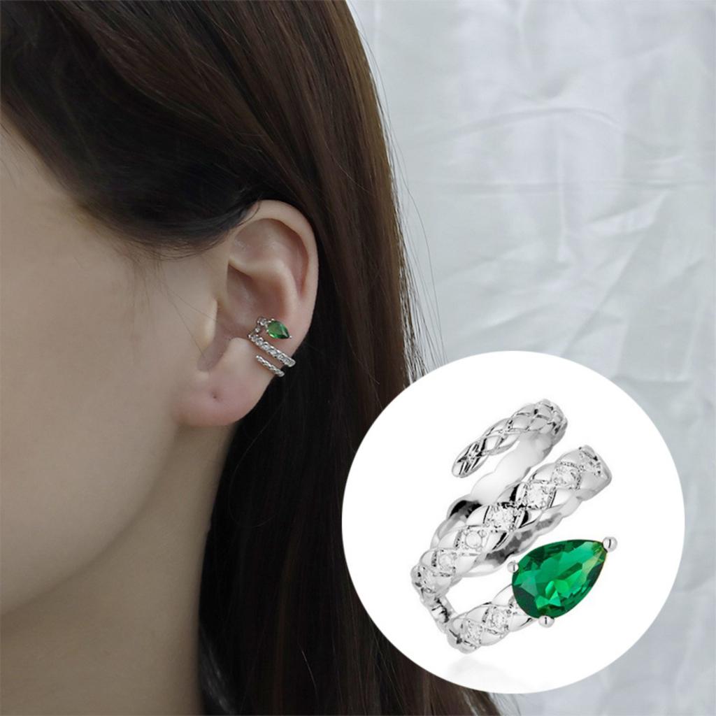 Clip - Earrings With Pear - Shaped, - Accented Double - Ear Clips, - Fashion Jewelry For Women