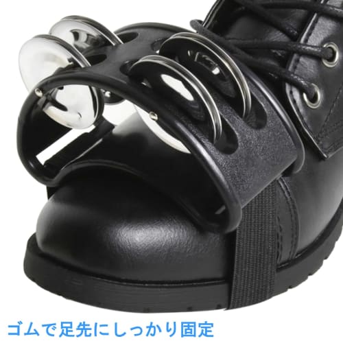 Leiasnow Tambourine Percussion Foot Tambourine Foot Bells Foot Instrument (Black, 2 Pieces)