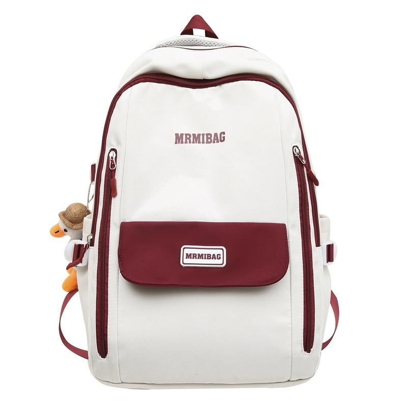 

Шкільний жіночий кольоровий контрастний рюкзак Чоловічий студентський рюкзак великої місткості білий/червоний
