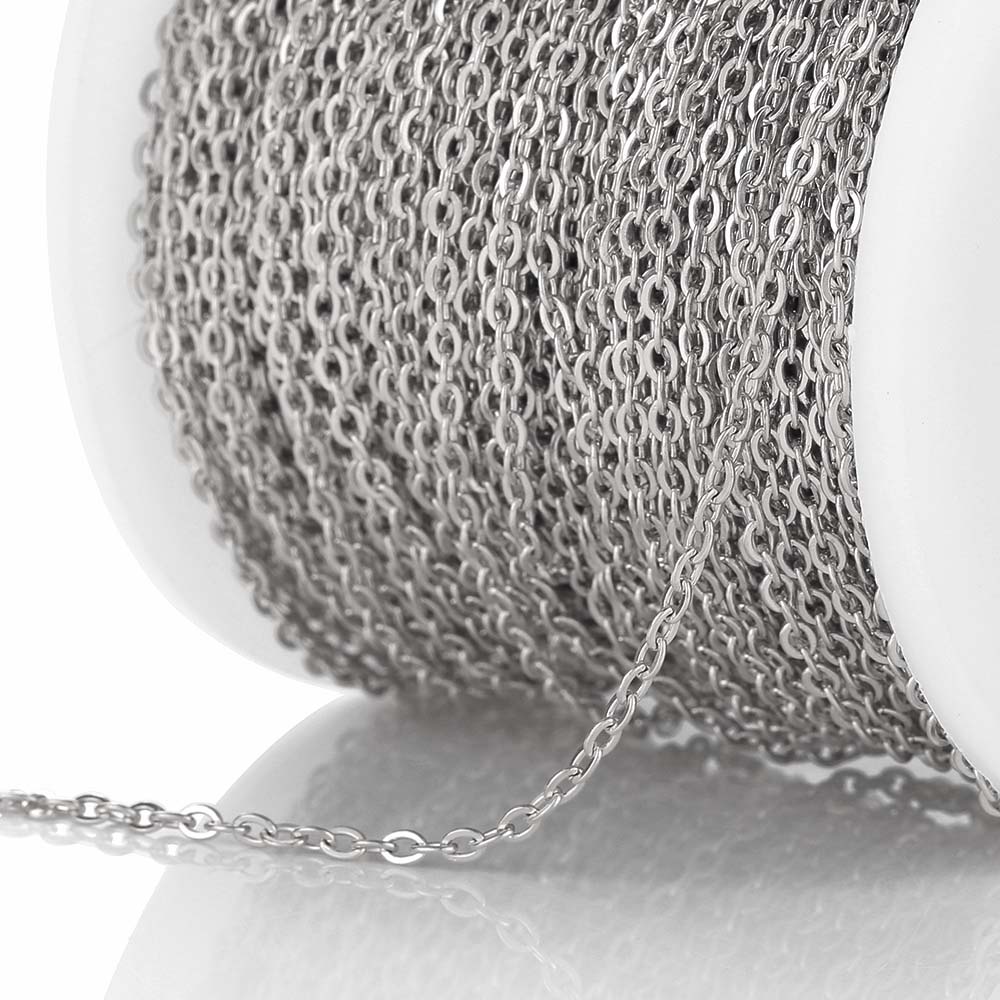 

10M 2M Mluti Size Link Chain Stainless Steel Cross O-Shaped Chains DIY Necklaces Bracelets Jewelry Making Accessories Wholesale 1x1.5mm 2M