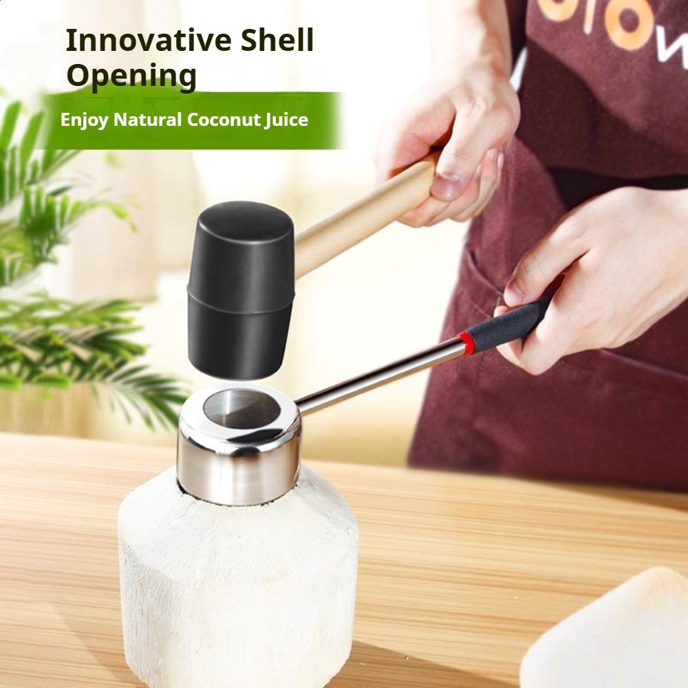 Stainless Steel Coconut Opener Single Piece Easy Open Tool for Young Green Coconuts Whole Lid No Mess Kitchen Gadget