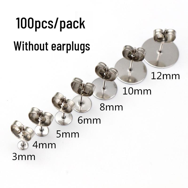 100 Pack Stainless Steel Flat Post Stud Earrings 3-12mm, Gold Water Plated, No Backs Included