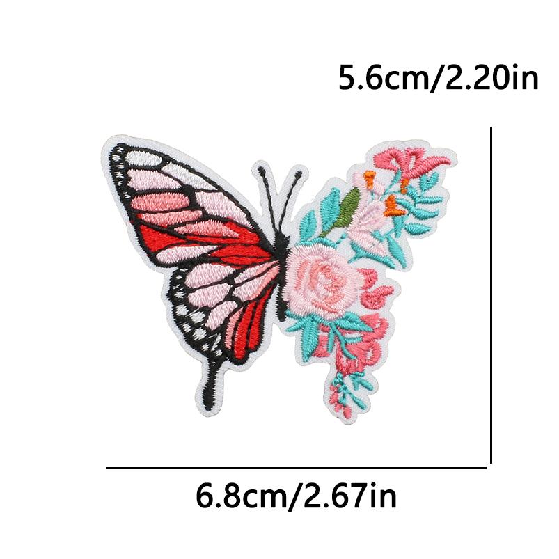 10pcs Lots Flower Letter Slogans Embroidery Patches Butterfly Iron On Patches For Clothing Chrysanthemum Book Sew Stickers 