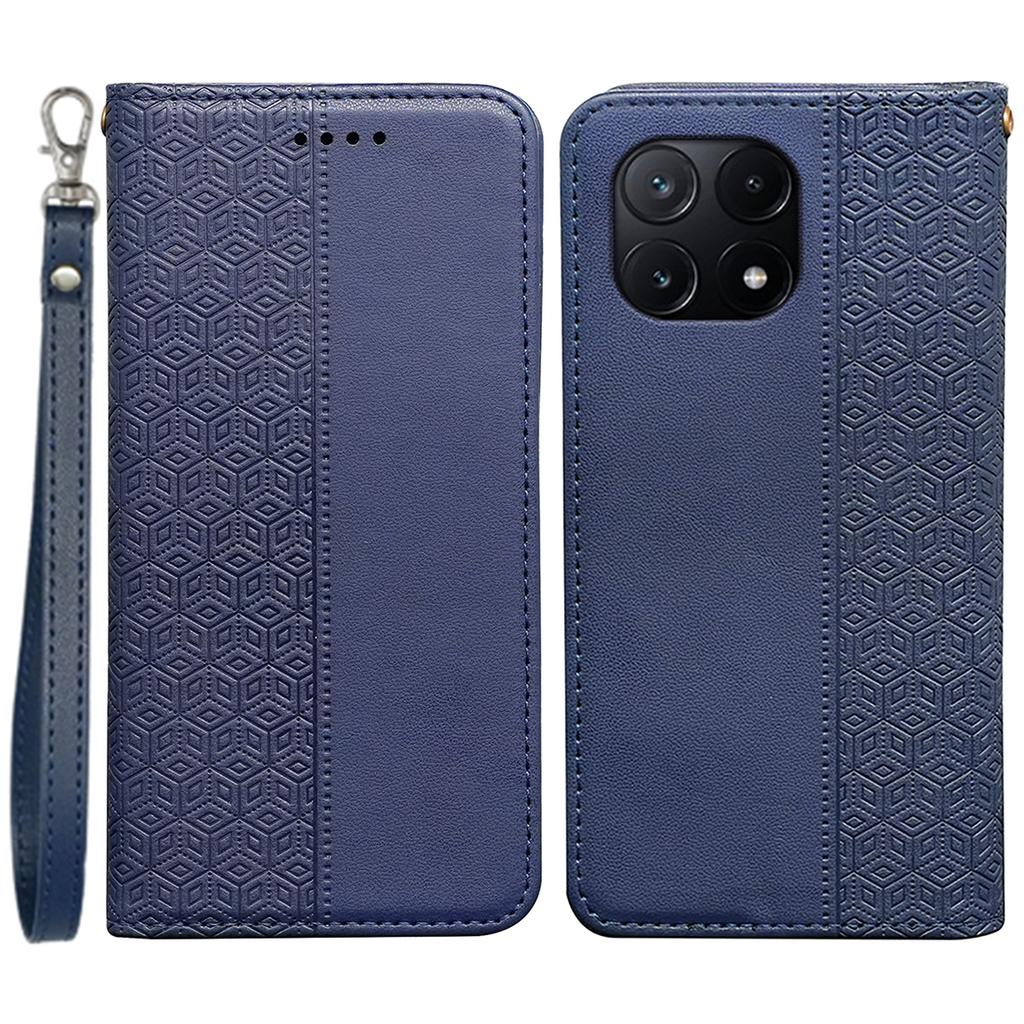 For Xiaomi Poco X6 Pro 5G/Redmi K70E 5G Wallet Phone Case Strong Magnetic Checkered Pattern Imprint Leather Flip Cover