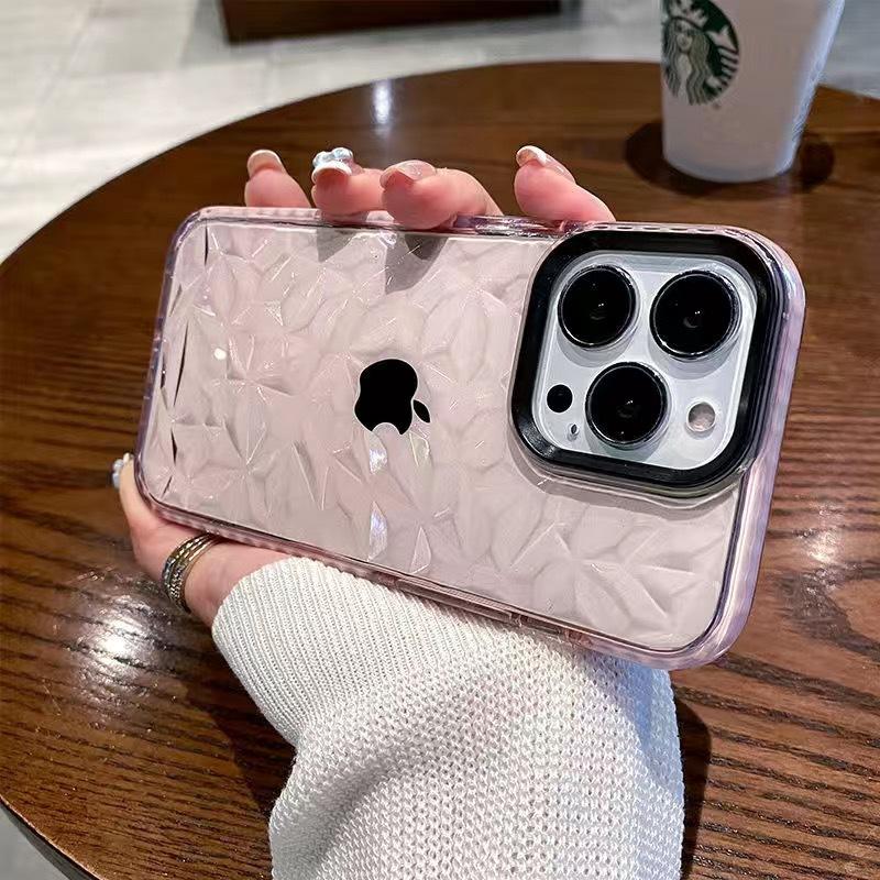 

Подходит для iPhone16Promax Прозрачный чехол для мобильного телефона 14 Apple 15 Защитный чехол Противоударный Ромбовидный узор Роскошный iPhone16plus