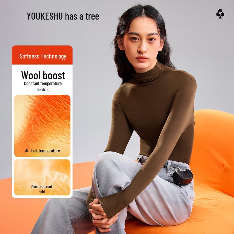 YOUKESHU Women s Thermal Mock Neck Wool Blend Top 2XL