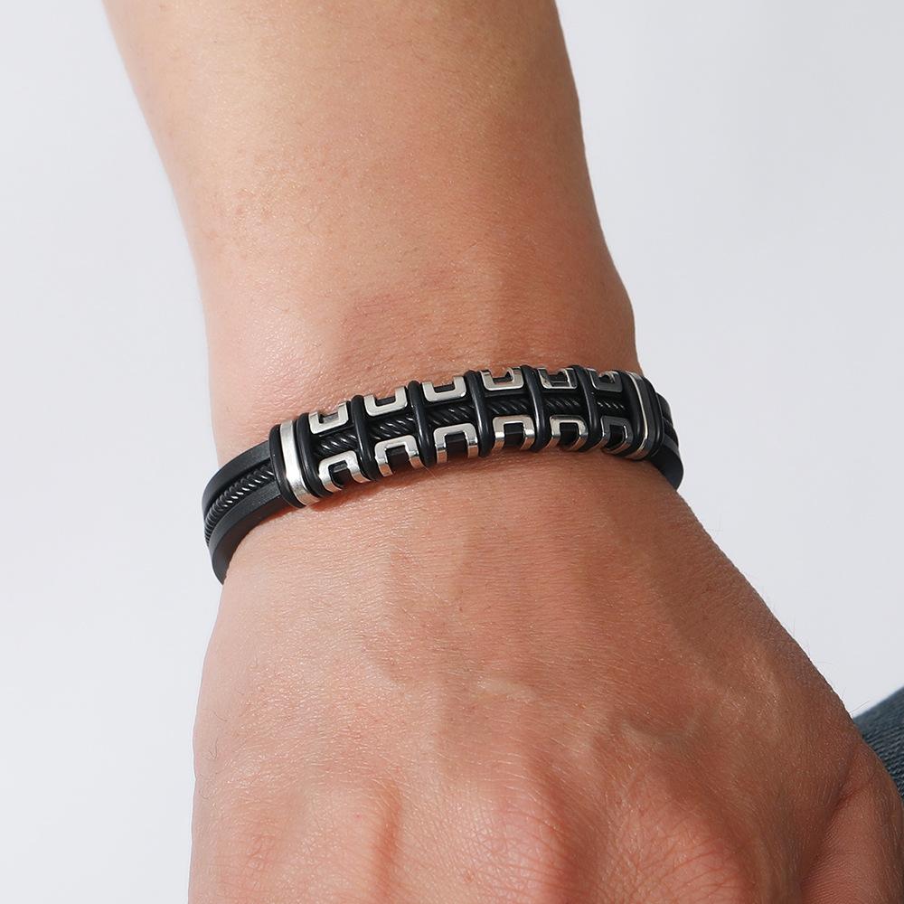 Men'S Silicone Bracelet, Fashion Titanium Steel Personality Accessories Stainless Steel Bracelet Bracelet Accessories