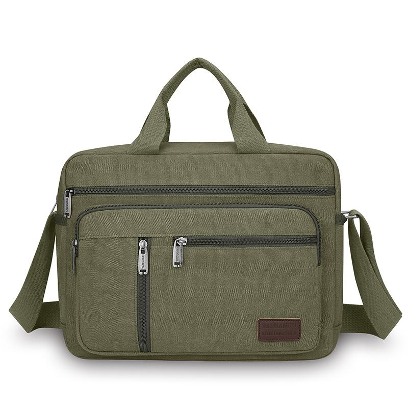 Classic Canvas Messenger Bag - Men's Crossbody Shoulder Tote for Work & Travel (Water Resistant Durable Handbag)