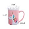 YOMDID Kreative Einhorn-Kaffeetasse Praktische Keramiktasse Milchkaffee Tee Trinktassen Mit Löffel und Kronendeckel Trinkgeschirr 350ml