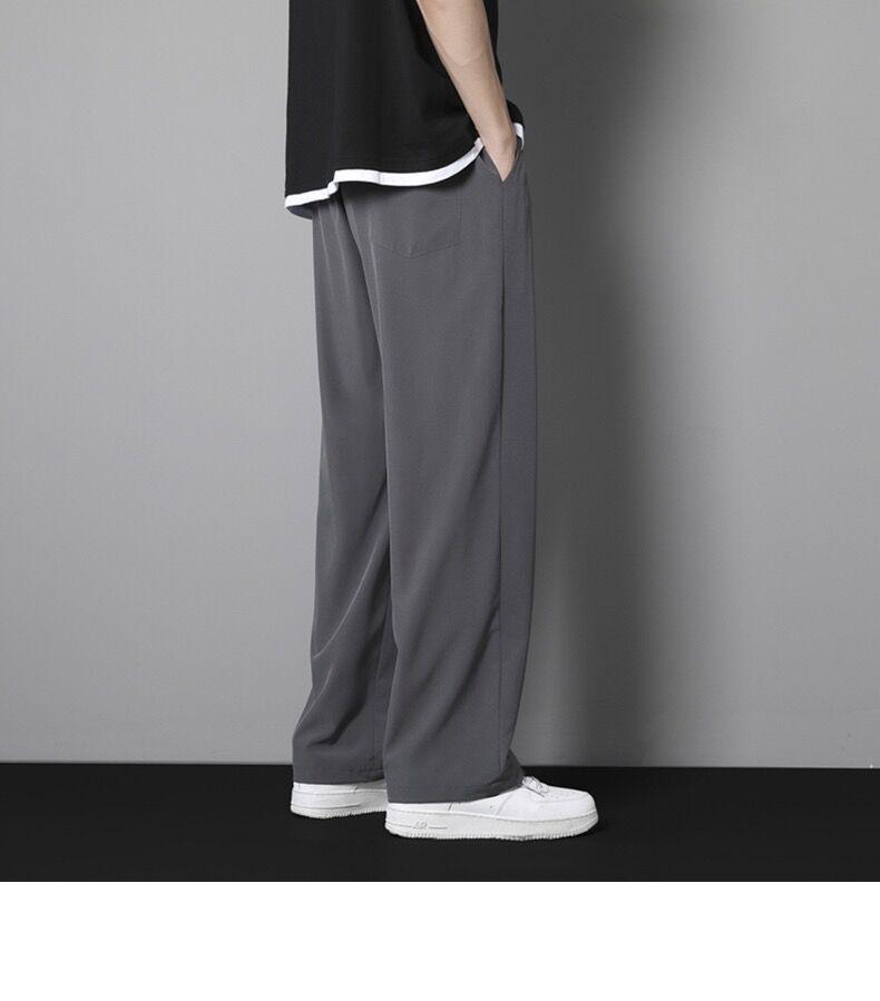 Pánské tenké kalhoty s širokými nohavicemi ve stylu Hongkongu - Trendy, ležérní a volný střih na jaro a léto