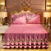European-Style Crystal Velvet Lace Bed Skirt Winter Fleece-Lined Warm Quilted Bed Cover Bed Skirt Cover Bedding