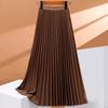 Dames Geplooide Rok Elastische Hoge Taille Effen Kleur Midi Rok Zacht Ademend Kantoor Dame Slankmakende Rok Dagelijkse Kleding