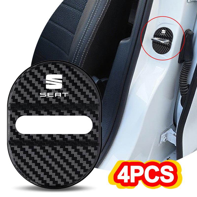 wzbn2 4PCS Car Door Lock Protective Cover Self-adhesive Car Decorative Accessories Car Door Lock Anti Rust Sleeve For Seat Leon Ateca