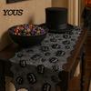 Black Lace Table Runner Halloween Runner, 70 x 15 Inch Spider Web Pumpkin Pattern Spooky Gothic Dinner Decoration for Kitchen Decor, Party Supplies