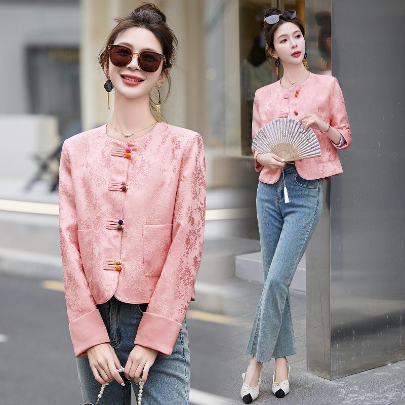 Women's Retro Jacquard Jacket - Short, Age-Reducing, National Style, Spring/Autumn 2025 (B2809)