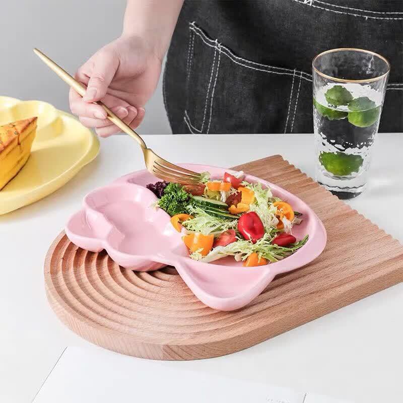 KT Cat Head Ceramic Divided Kids Plate