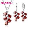 Trendy 925 Silver Anniversary Jewelry Set with Cubic Zirconia Pendant Necklace and Hoop Earrings