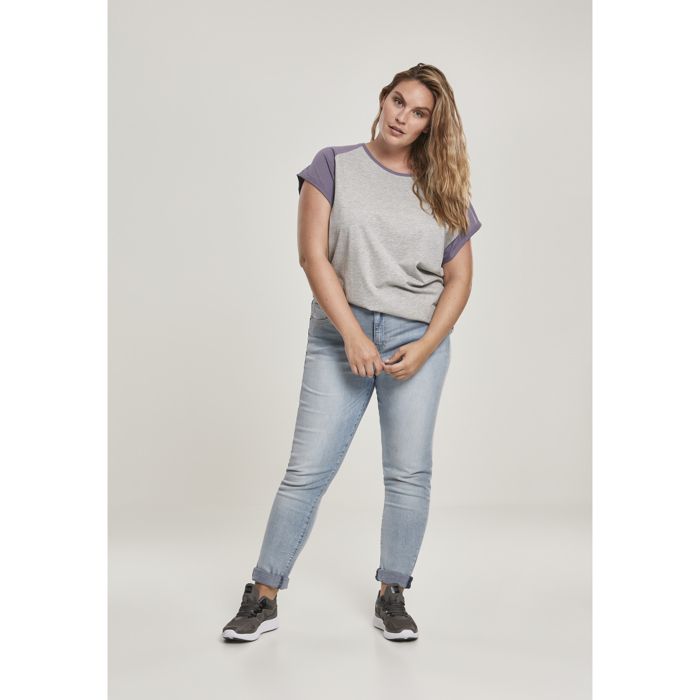 T-shirt femme - Urban Classic - Contrat raglan - Gris/Blanc - Manches courtes - Oversize