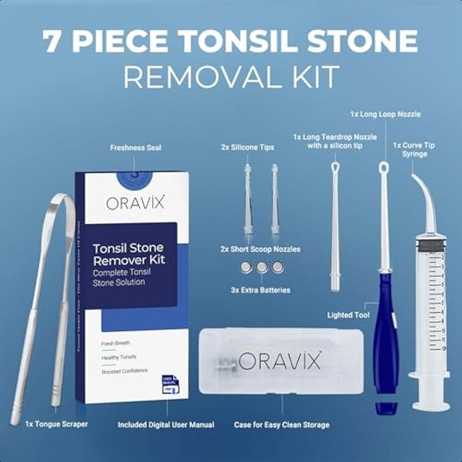 

ORAVIX Удалитель миндалинных камней Набор для удаления миндалинных камней Инструмент для удаления тонзиллолитов Очиститель миндалин Борется с неприятным запахом изо рта Удаление миндалинных камней United States