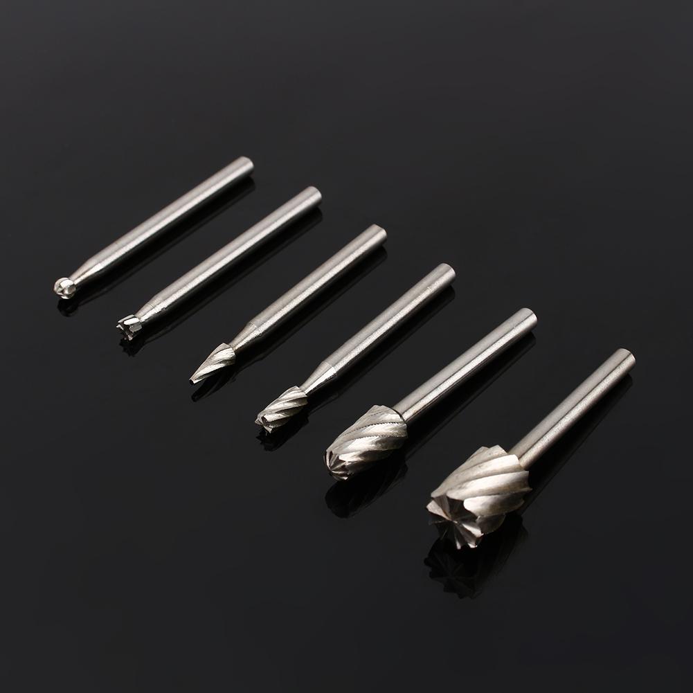 6pcs HSS Burr End Mill Cutter File Rotary Tool Router Bit Set 3.17mm 8mm Head SG