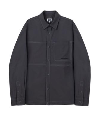WACKY WILLY Nylon Ripstop Oversized Shirt Charcoal