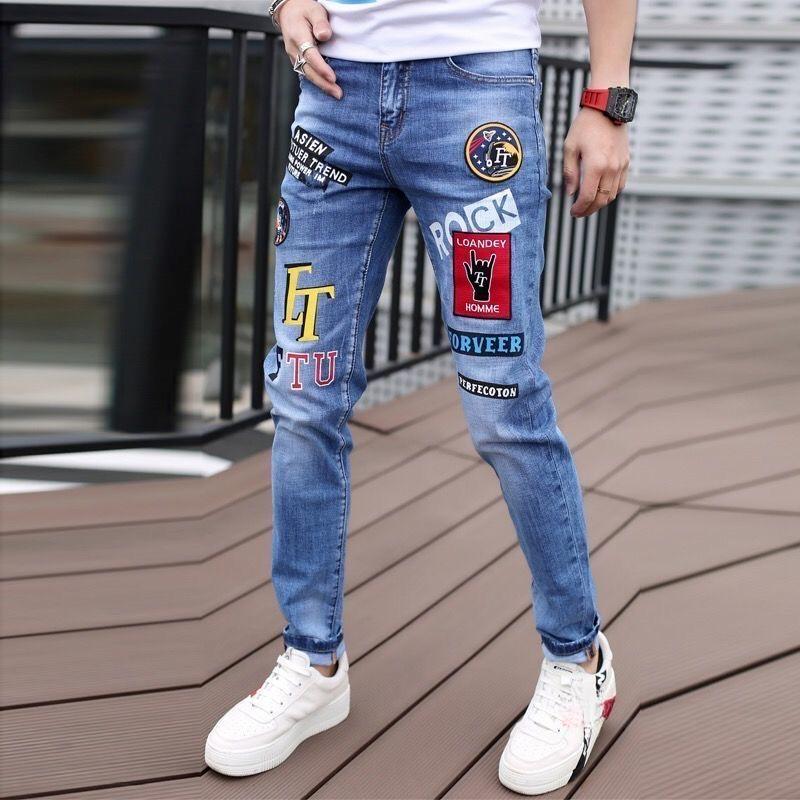 Men Jeans Fashion Street Hip-Hop Jeans Male Punk Style Denim Pants Summer Spring Men Stretchy Slim Fit High Quality Mans Jeans