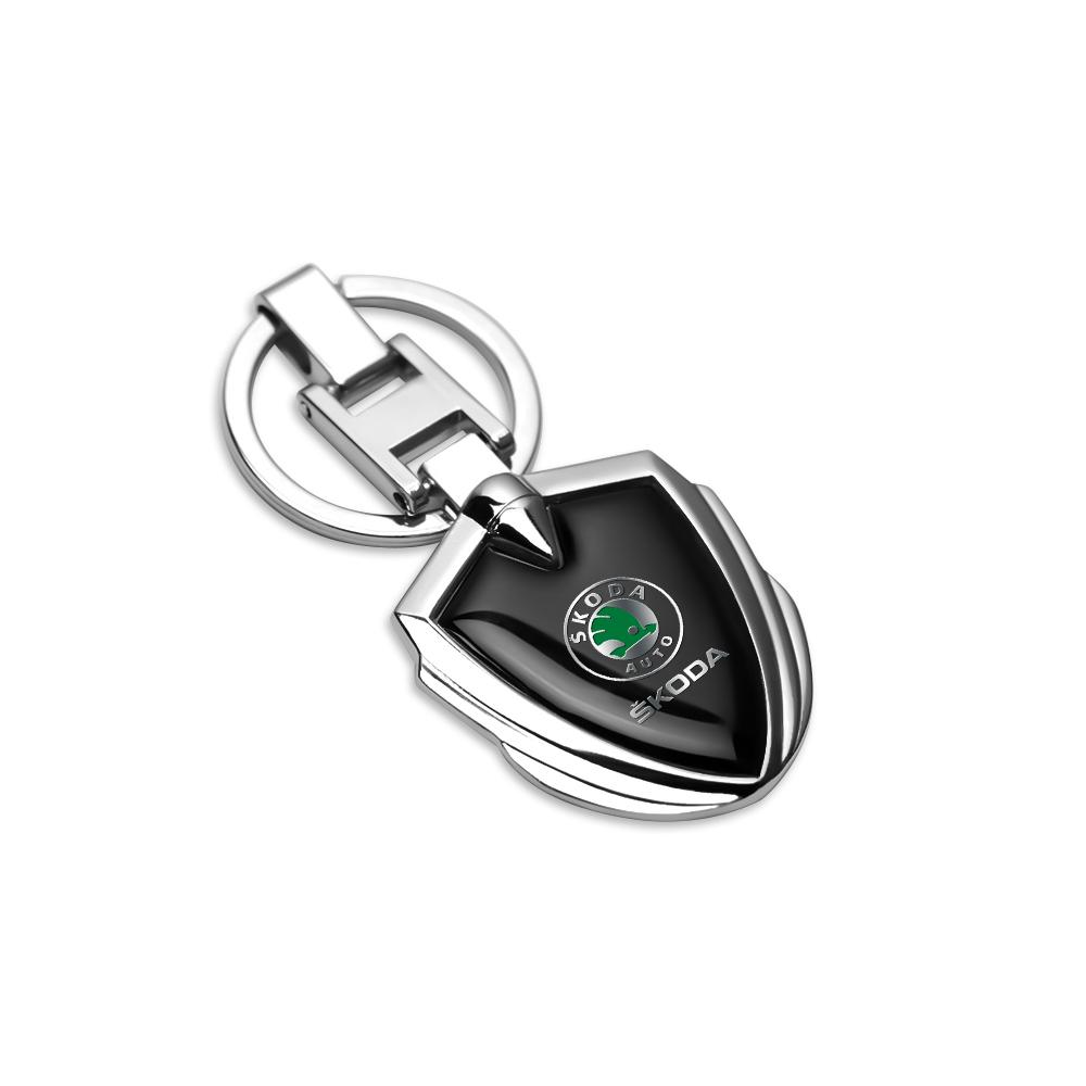 TTJJ2 1/2Pcs Metal Alloy Logo Car Keychain For Skoda Octavia Mk3 Fabia 2 Superb 3u 2 Kamiq Kodiaq VRS Rapid Key Chain Keyrings Gifts