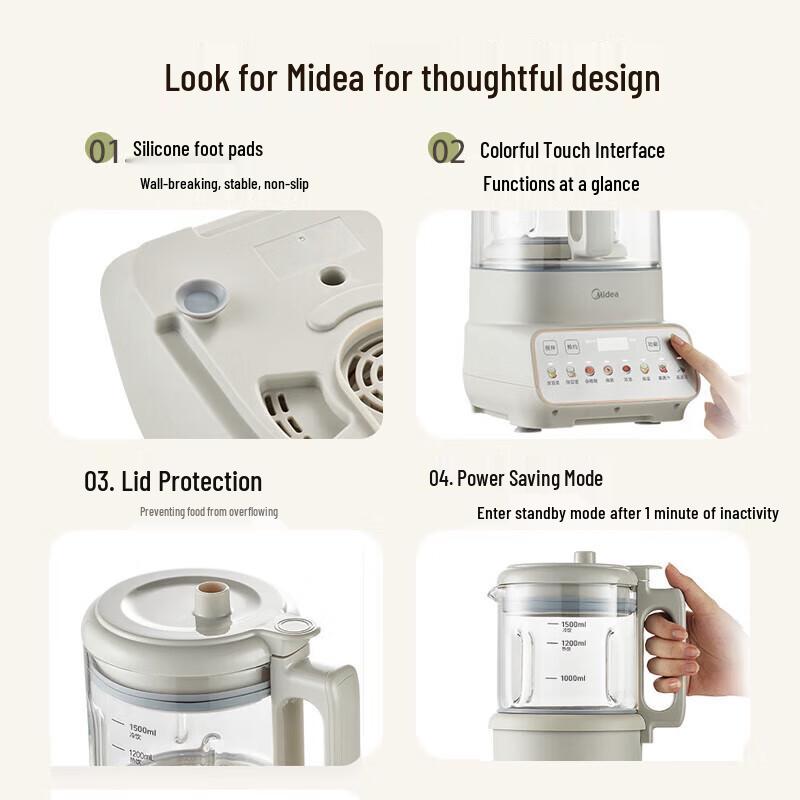 Midea Quiet 1.5L Multi-function Blender & Soy Milk Maker CN plug (adapter included)