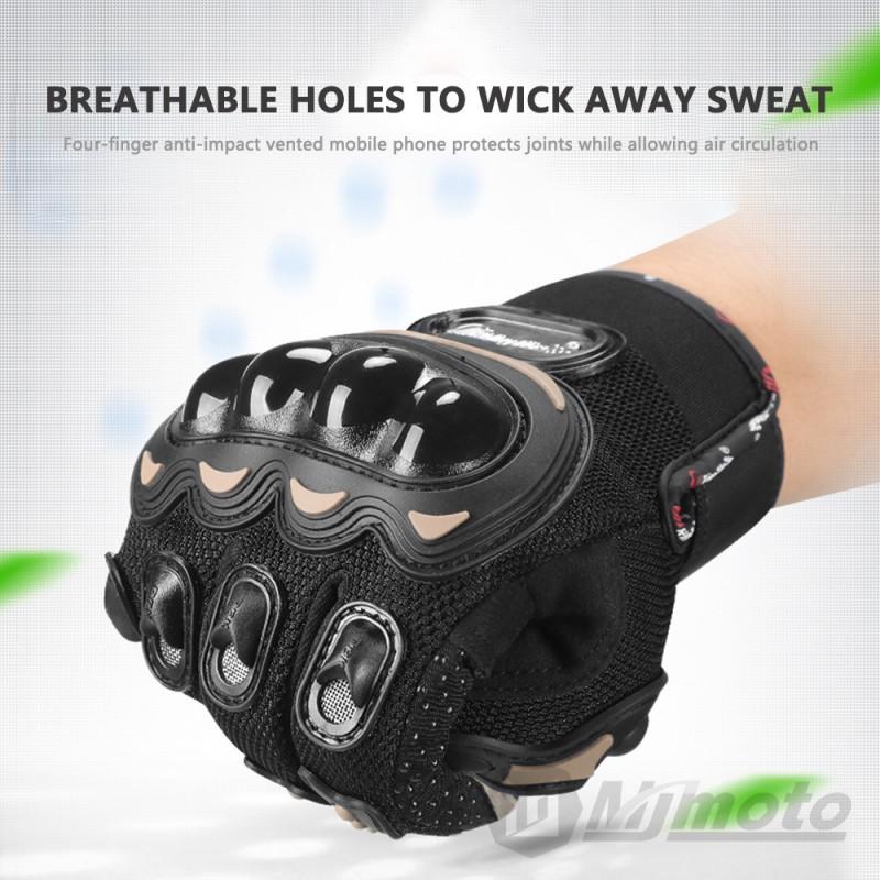 Mens Motorcycle Riding Gloves Sport Bike Off-Road Commuting Anti-Slip Impact Protection Breathable Knit Short