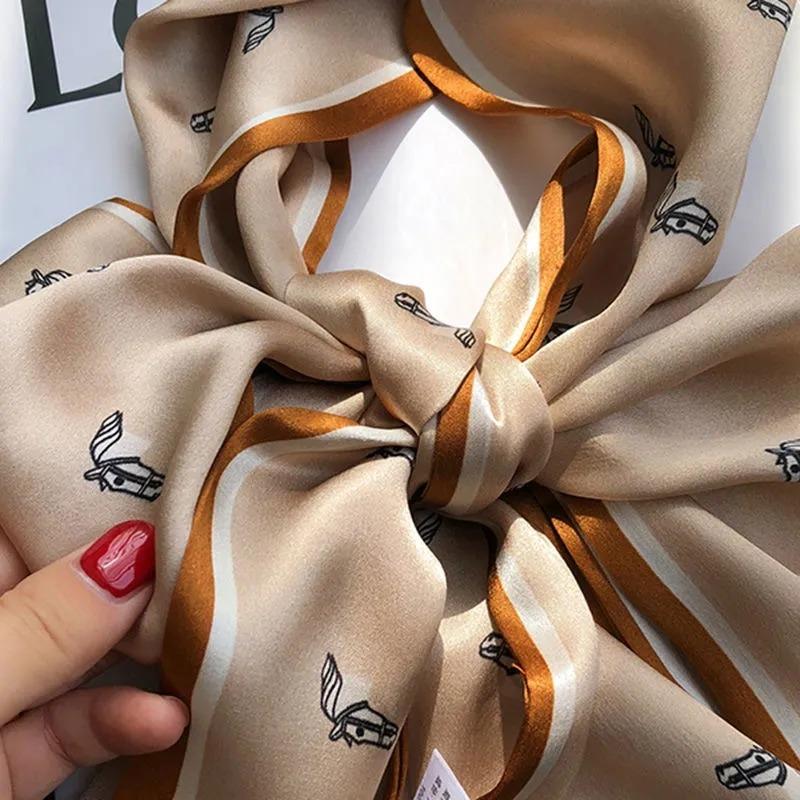 Skinny Satin Silk Scarf for Women Hair Bands Neck Tie Belt Headband Lady Wraps Headkerchief Bandana Silk-like