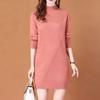 Herfst-Winter Slim-Fit Middellange Gebreide Jurk met Halve Hoge Kraag - Veelzijdig en Flatteus voor Vrouwen