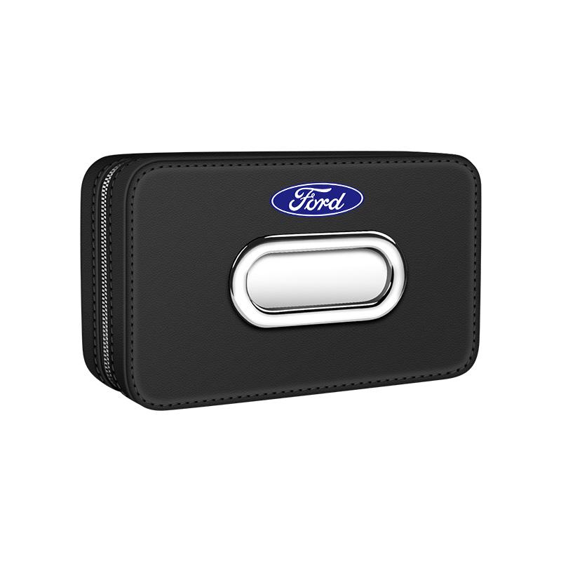

For Ford Mondeo Focus Explorer Escape Kuga Everest Bronco F-150 Ranger Transit Car-Mounted Leather Tissue Paper Storage Box чёрный