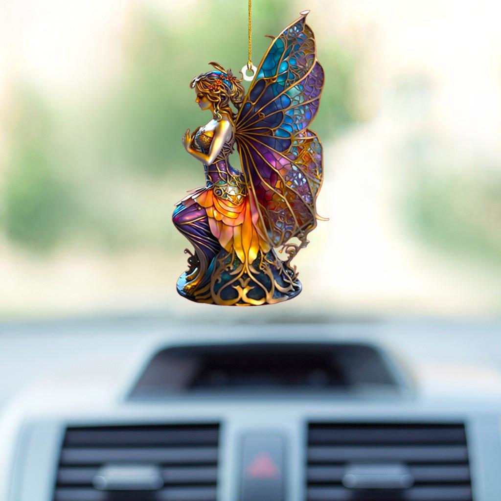 Whimsical Witch Car Rearview Mirror Decoration Made From Durable Material Acrylic