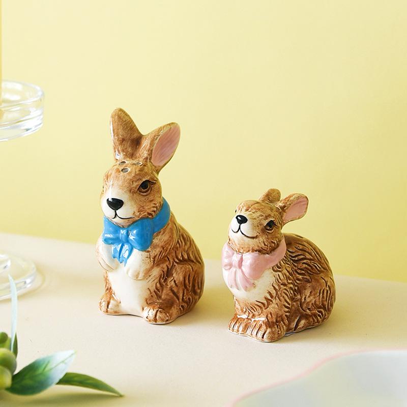 

Easter ceramic cartoon rabbit cute home animal shape salt and pepper bottle seasoning bottle
