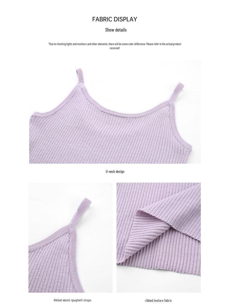 Clean Space Women's Skin-Friendly Knit Vest - 2025 Thirteen Lines Korean Style Versatile Camisole
