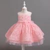 Girls Sleeveless Puffy Princess Dress Cute Flower Gown Runway Performance Tutu Dress Kids Breathable Mesh Party Formal Outfit