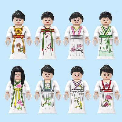 Ancient Chinese Han Dynasty Clothing 4.5cm Action Figures Minifigure Blocks Bricks Sets Model Building Kits Kids Education Toys