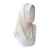 Simple Solid Color Beads Hijab Pull On Style Stretchable Head Wraps Quick Drying Shawls Sun Protection Headscarf Girls