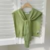 Korean Knitted Shawl Summer Air Conditioning Fake Collar Neck Guard Knit Thin Knotted Cape Shoulder Scarf For Women