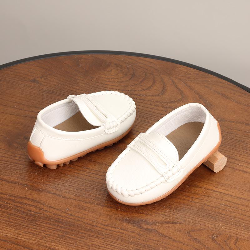 Kids' Korean Style Leather Loafers - Soft Sole, Spring/Autumn, Boys’ & Girls’ Driving Shoes for Toddlers and Young Children.