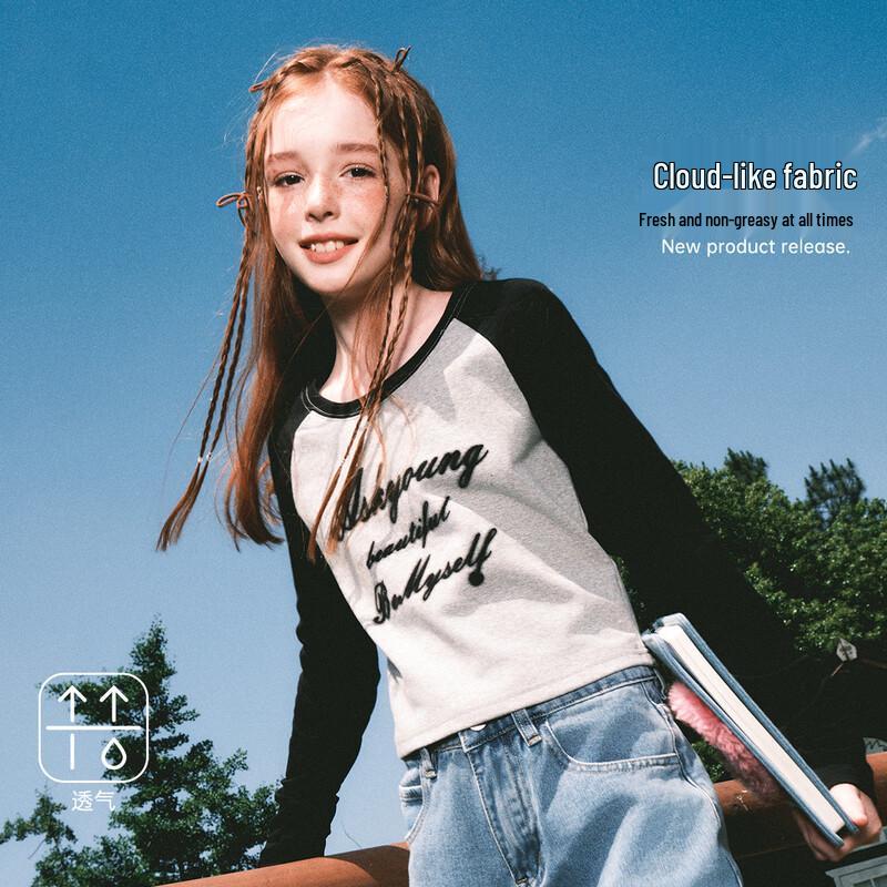 ASK JUNIOR Youth Girls  Letter Print Long Sleeve T-shirt 170